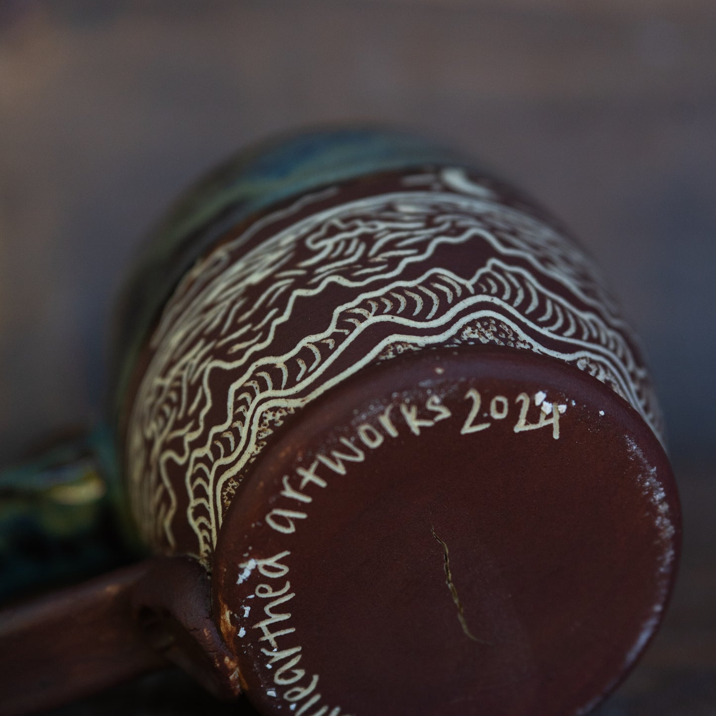 ocean sgraffito espresso mug