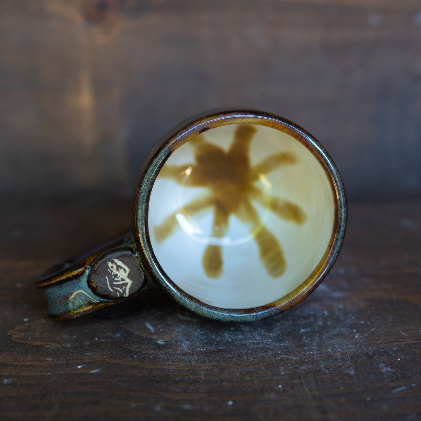 mountains sgraffito espresso mug