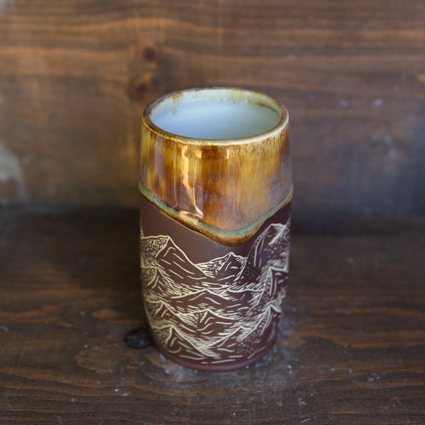 mountain sgraffito thumb tumbler