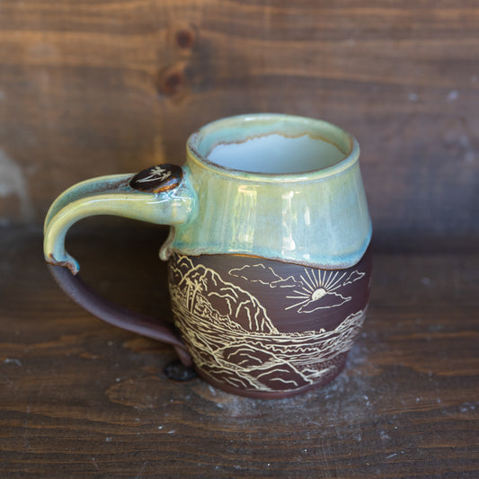 island coastline sgraffito mug