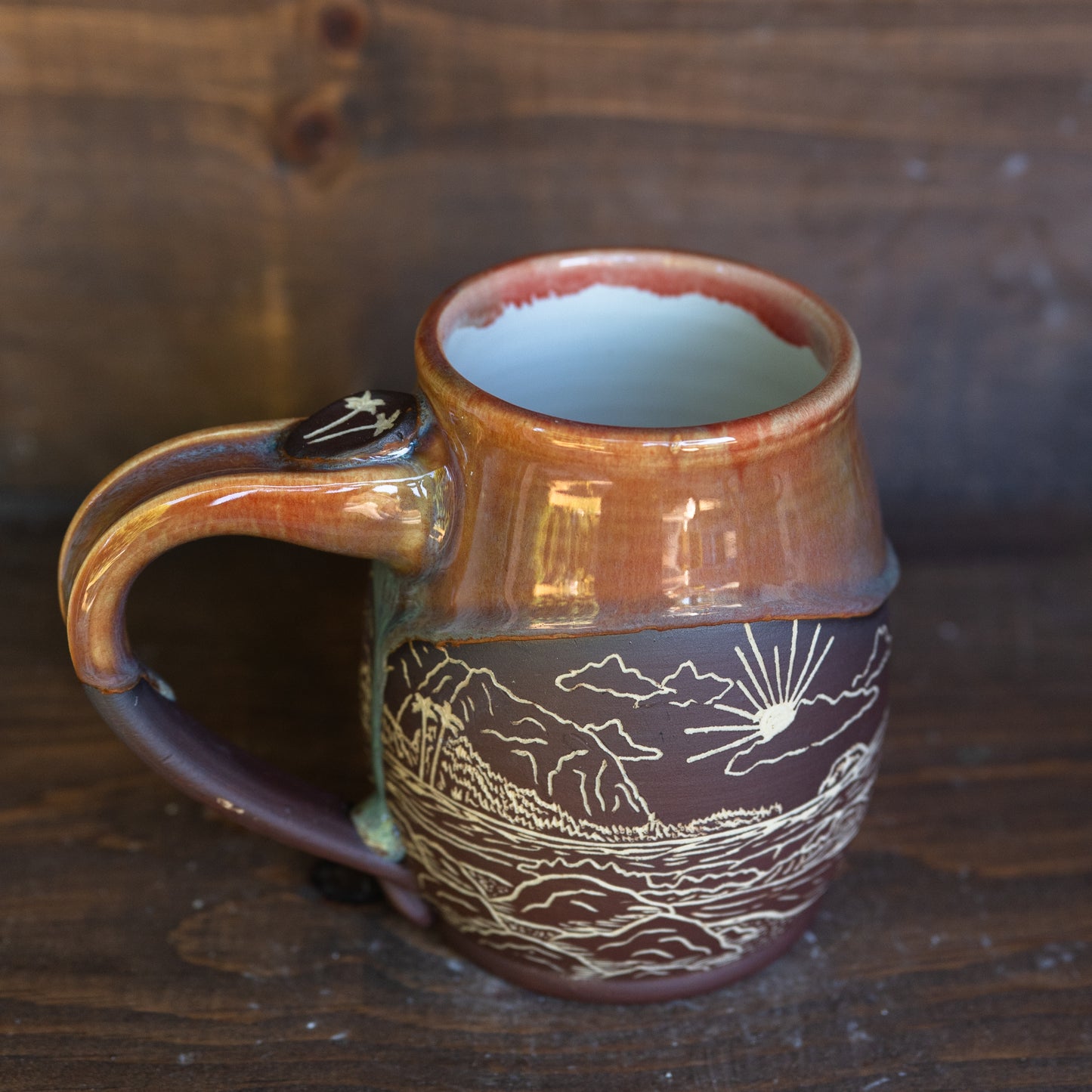 island coastline sgraffito mug