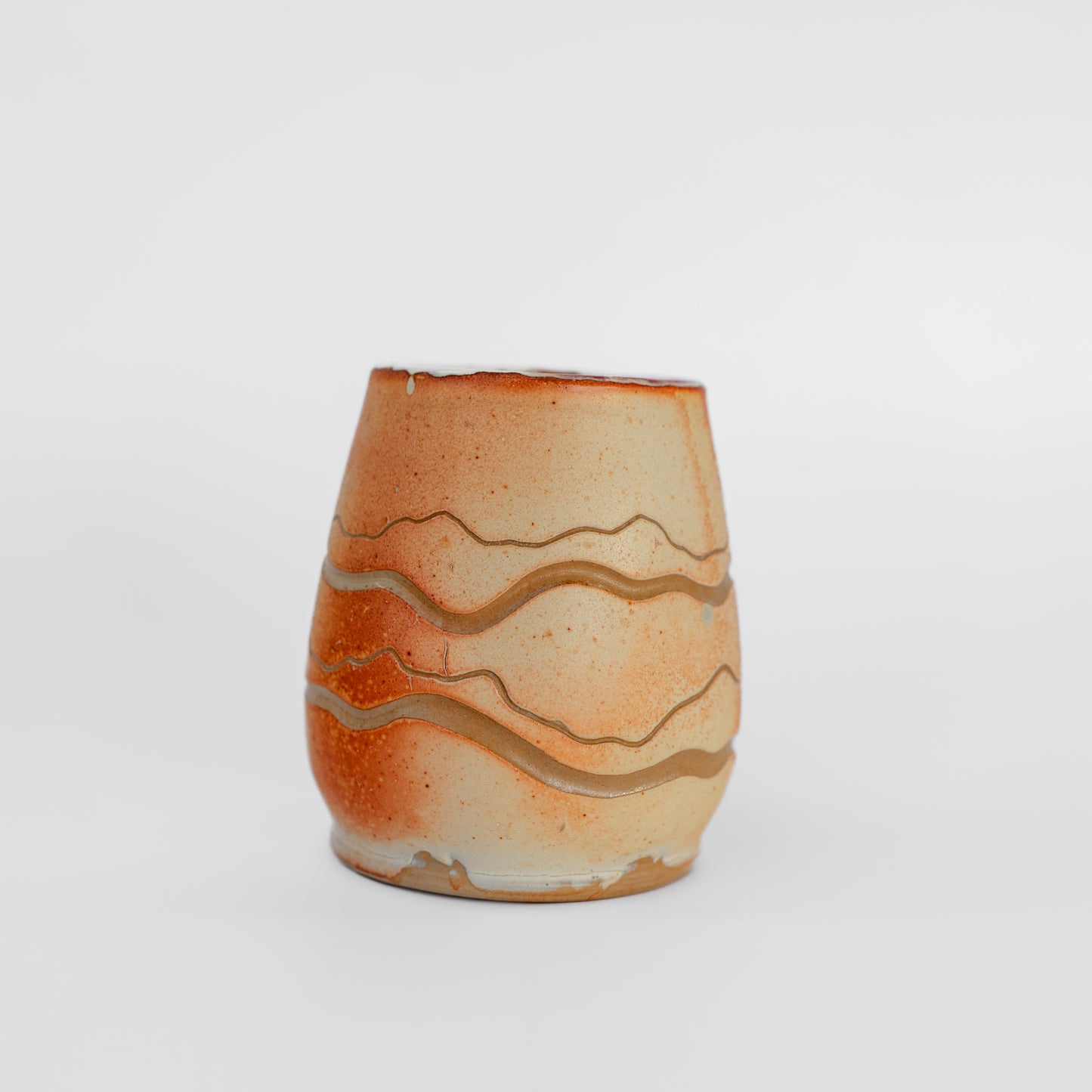 soda-fired sgraffito thumb tumbler