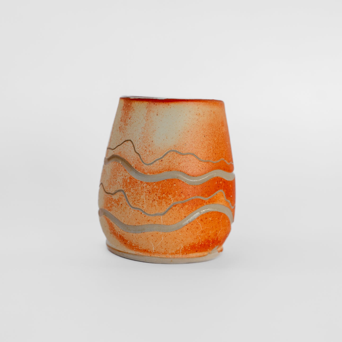 soda-fired sgraffito thumb tumbler