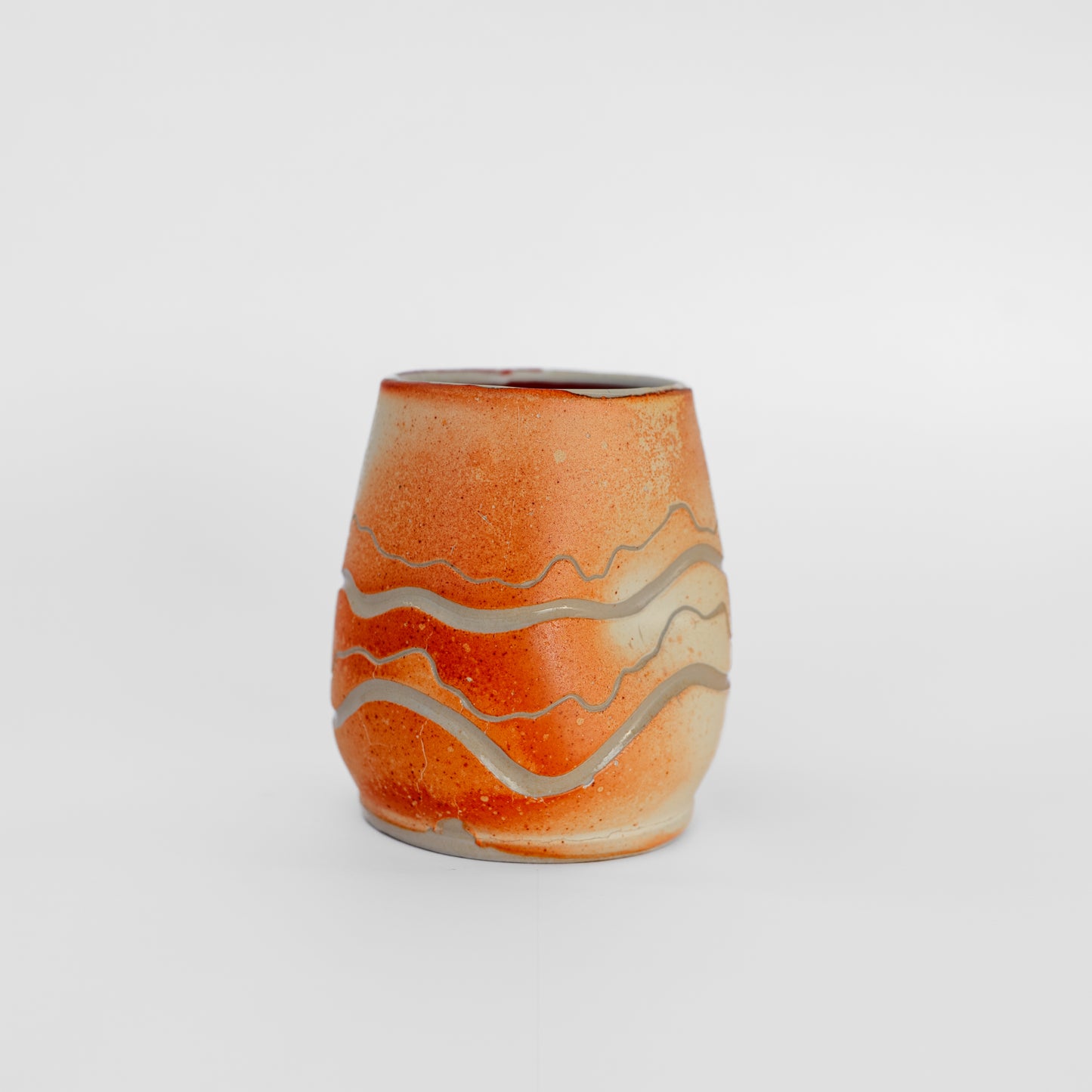 soda-fired sgraffito thumb tumbler