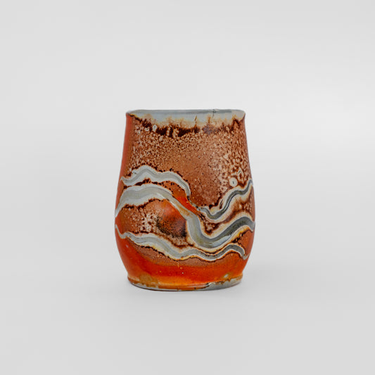 soda-fired sgraffito thumb tumbler