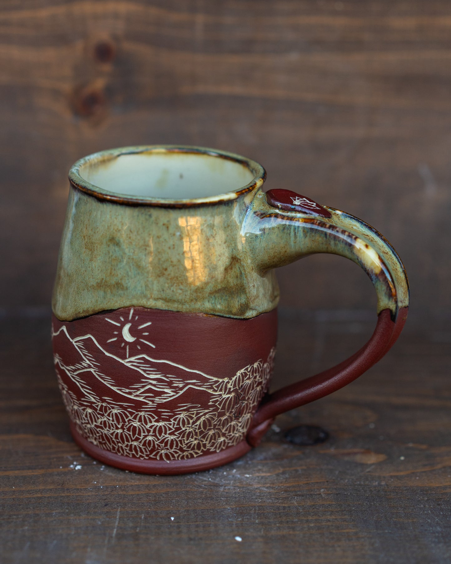 mountain ridgeline sgraffito mug