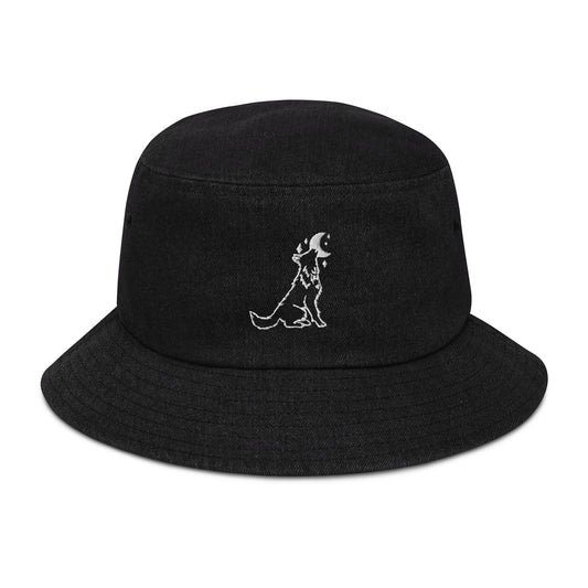 adventure dog denim bucket hat