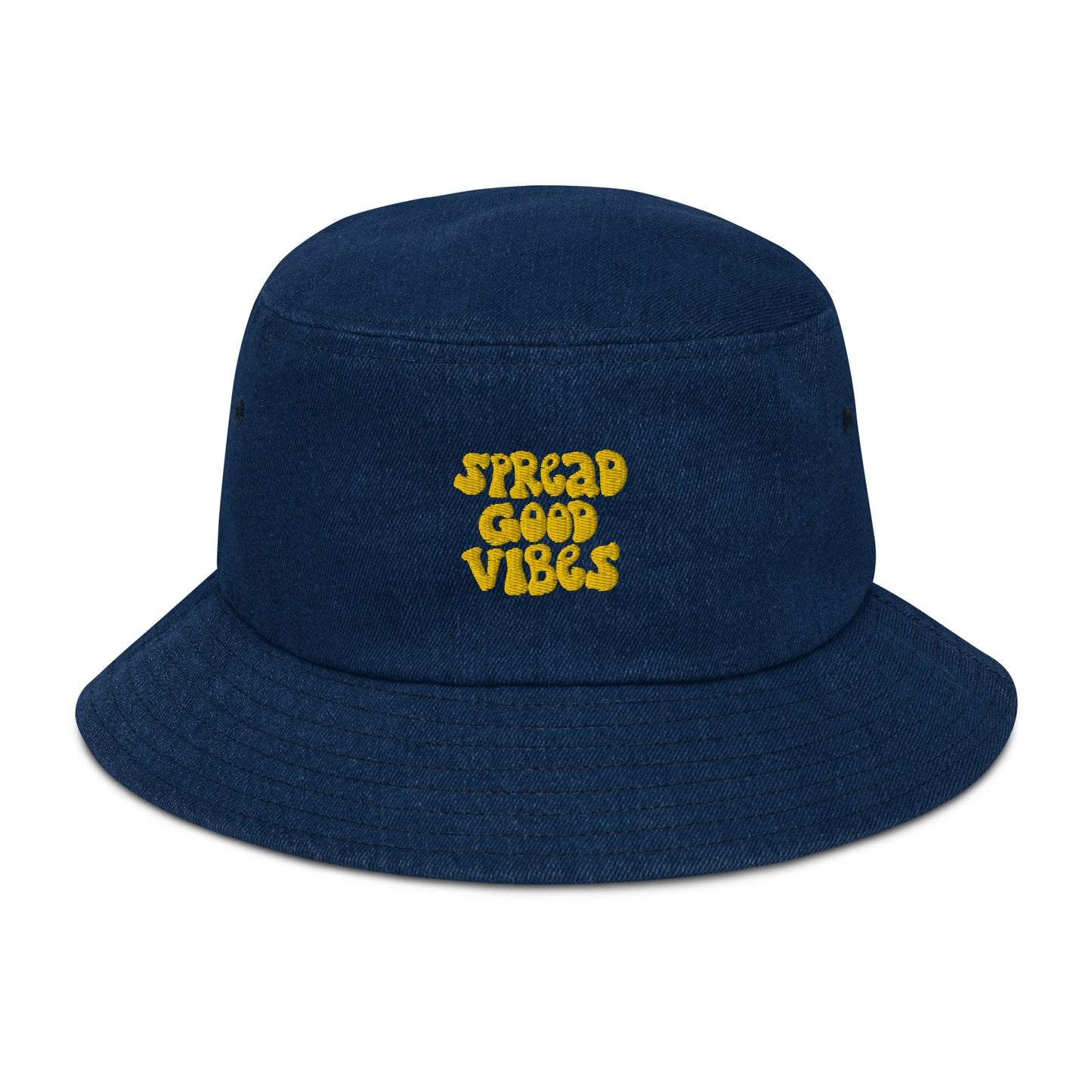 spread good vibes denim bucket hat - yellow