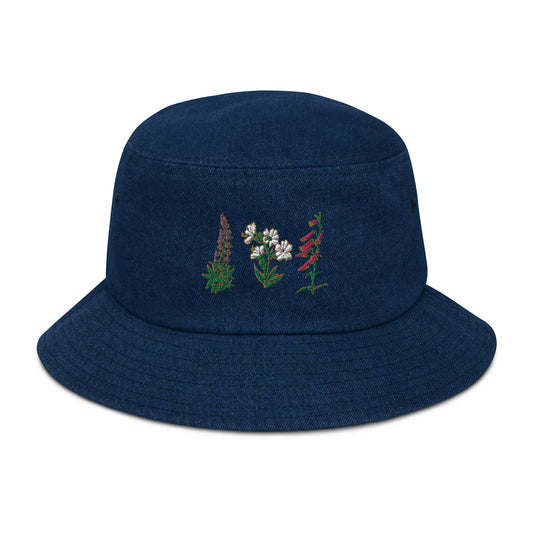 southwestern wildflowers denim bucket hat