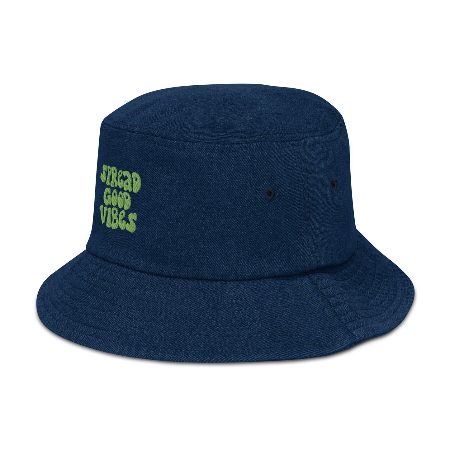 spread good vibes denim bucket hat - green