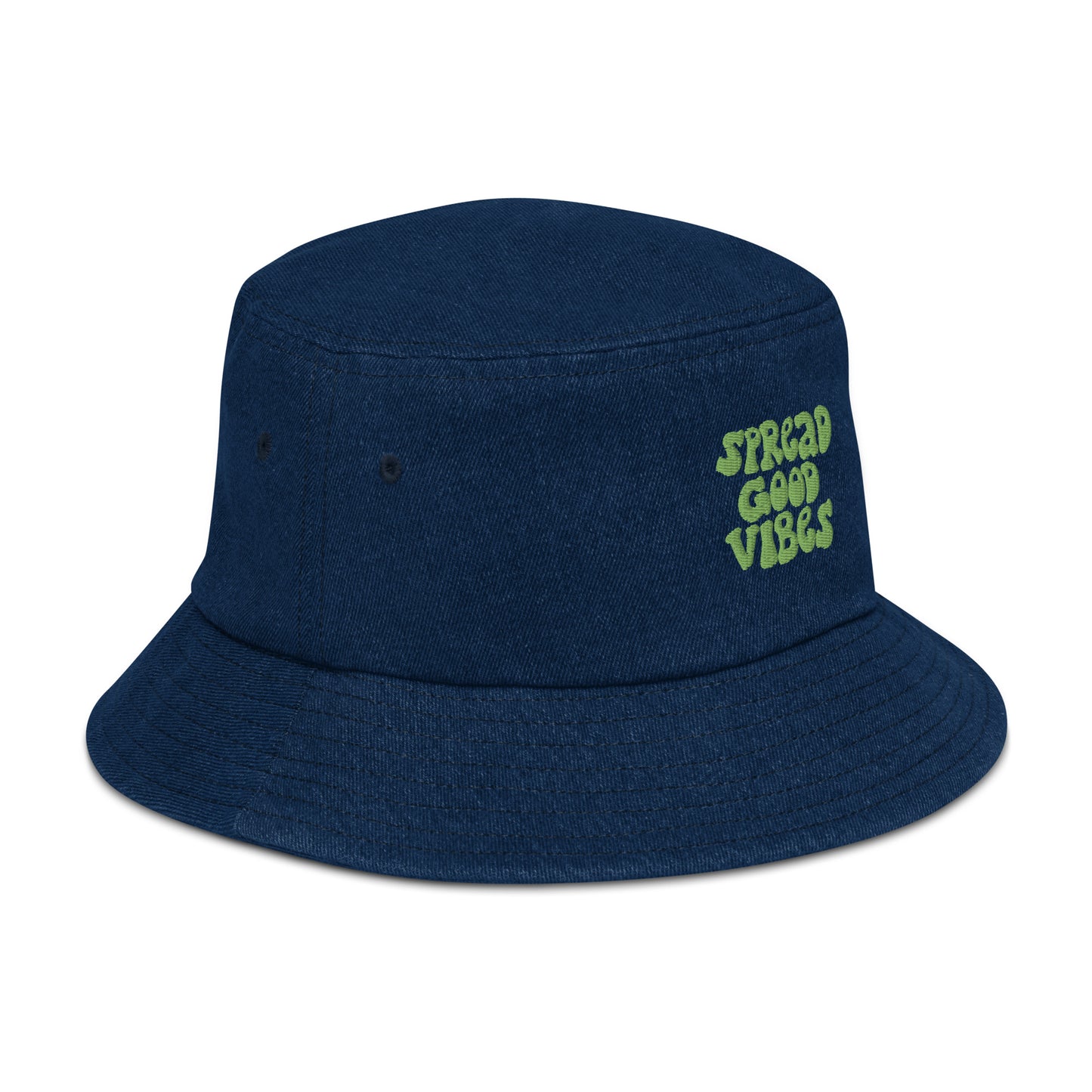 spread good vibes denim bucket hat - green