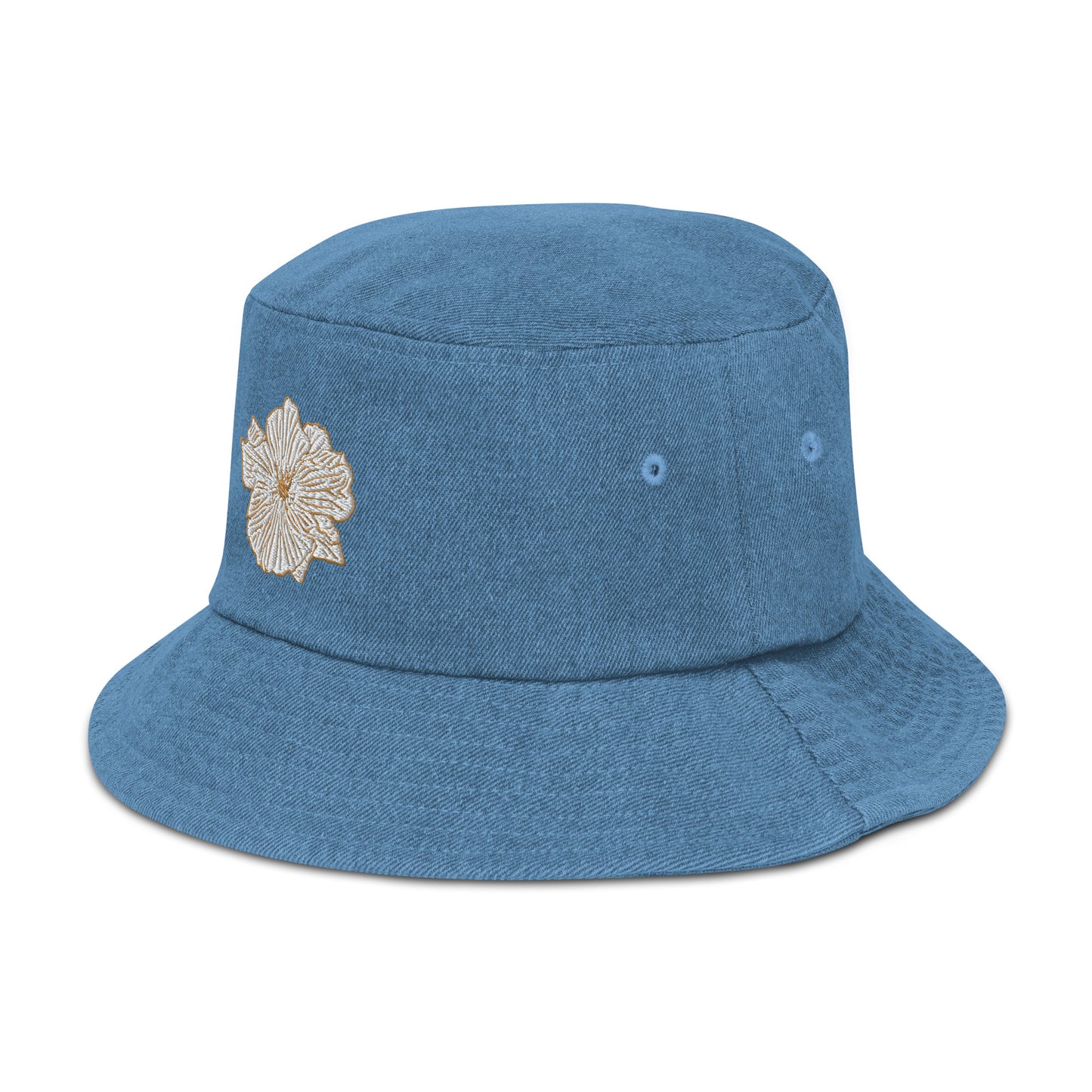 desert poppy denim bucket hat