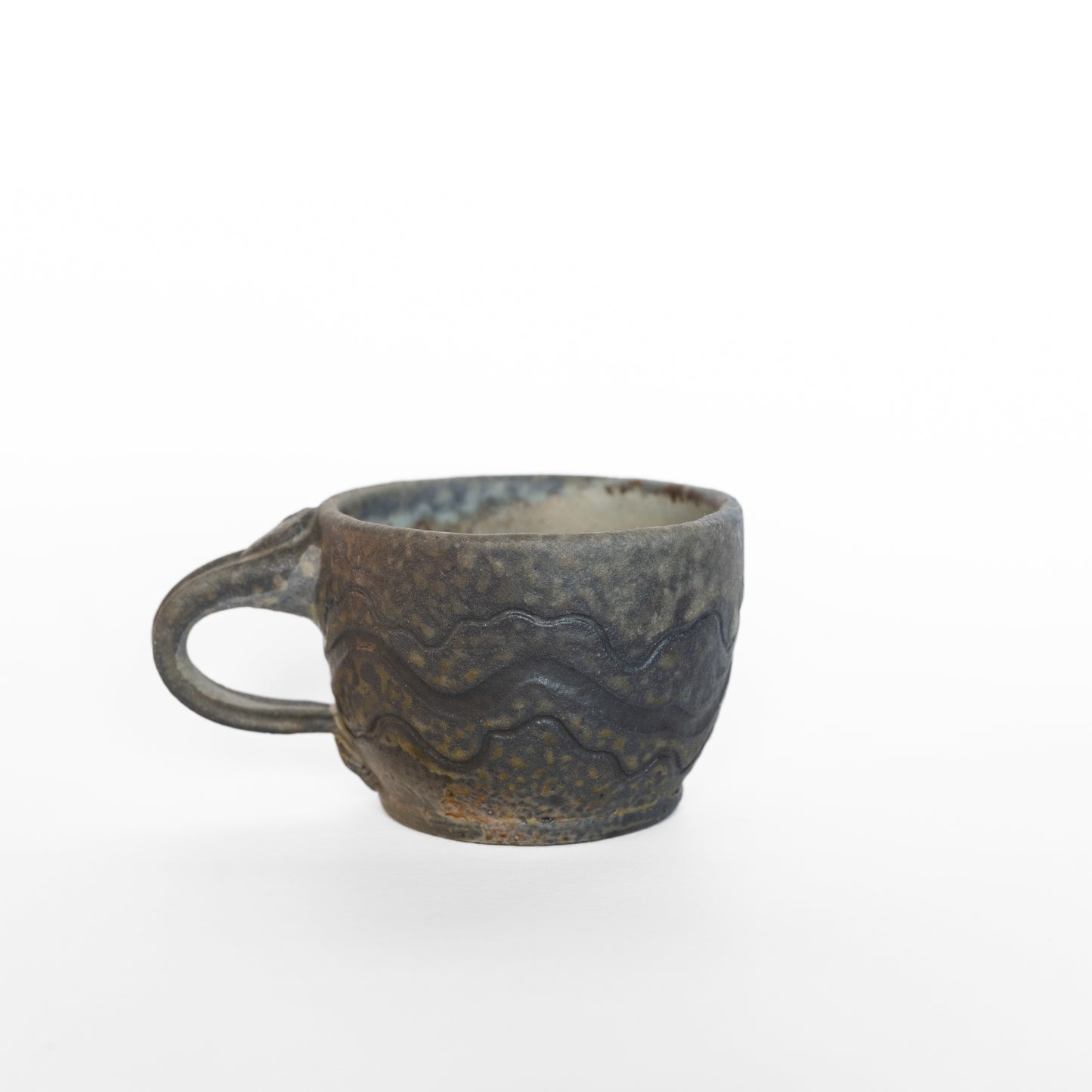 wood-fired sgraffito espresso mug