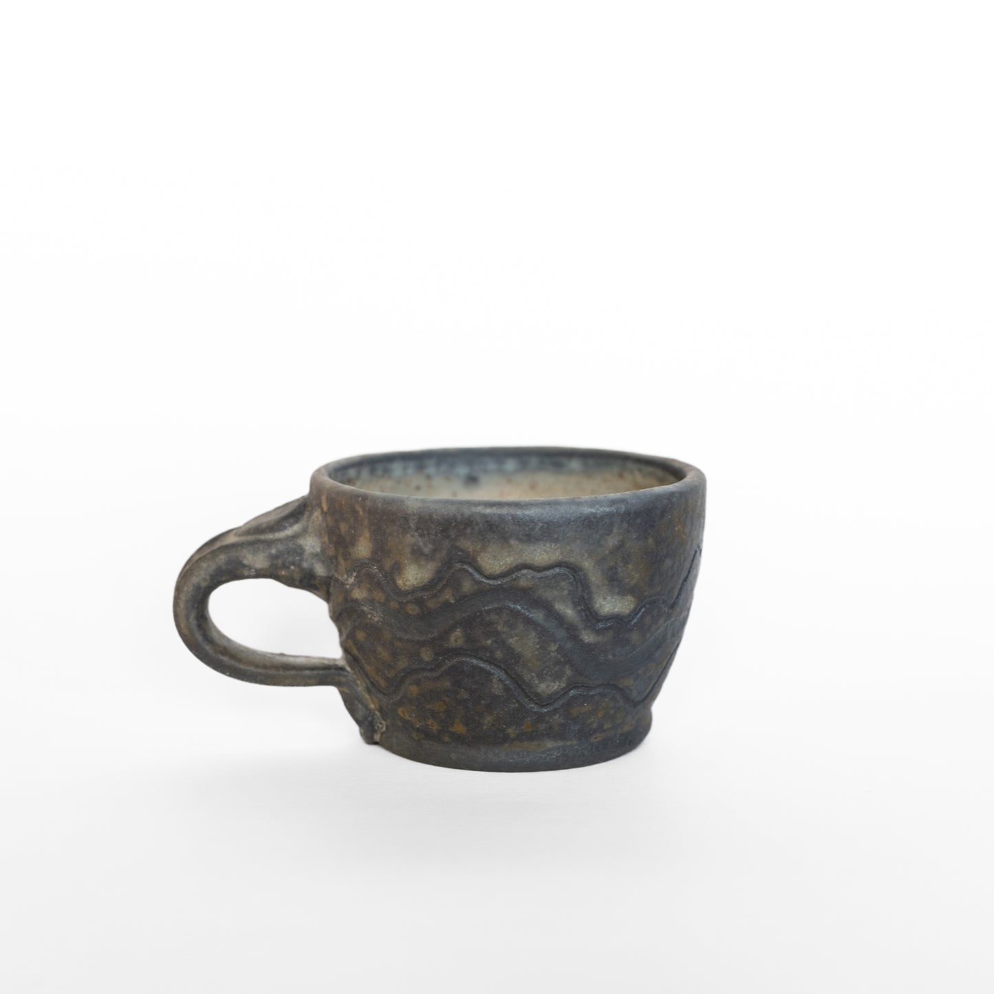wood-fired sgraffito espresso mug