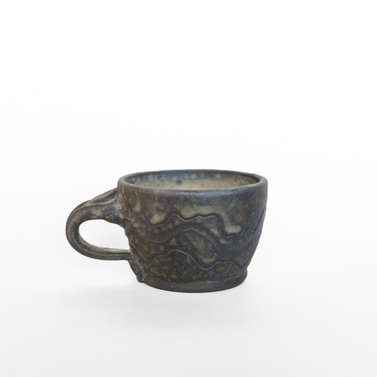wood-fired sgraffito espresso mug