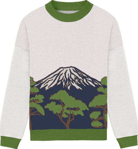 mt. fuji crewneck knit sweater - spring