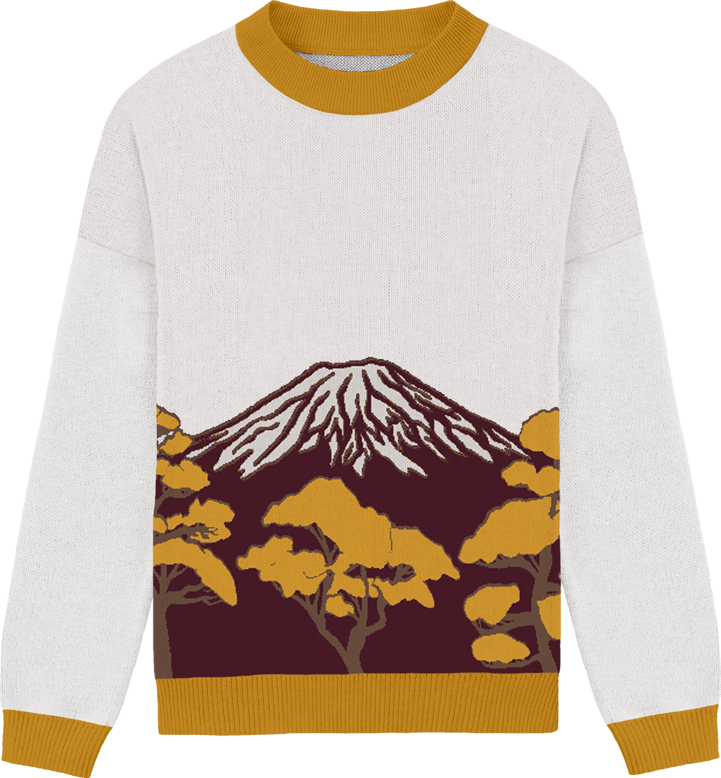 mt. fuji crewneck knit sweater - warm