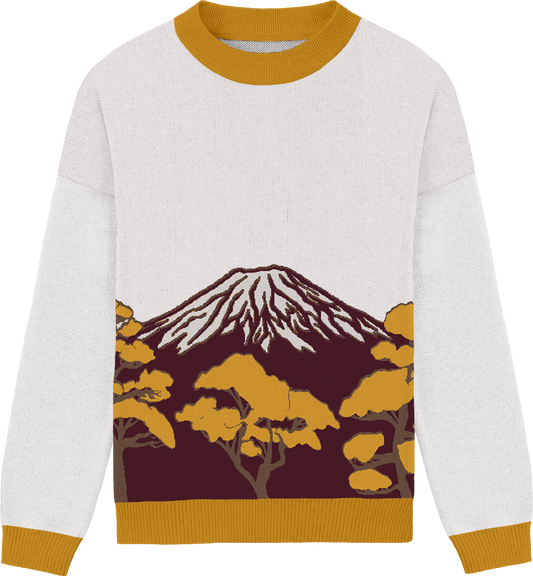 mt. fuji crewneck knit sweater - warm