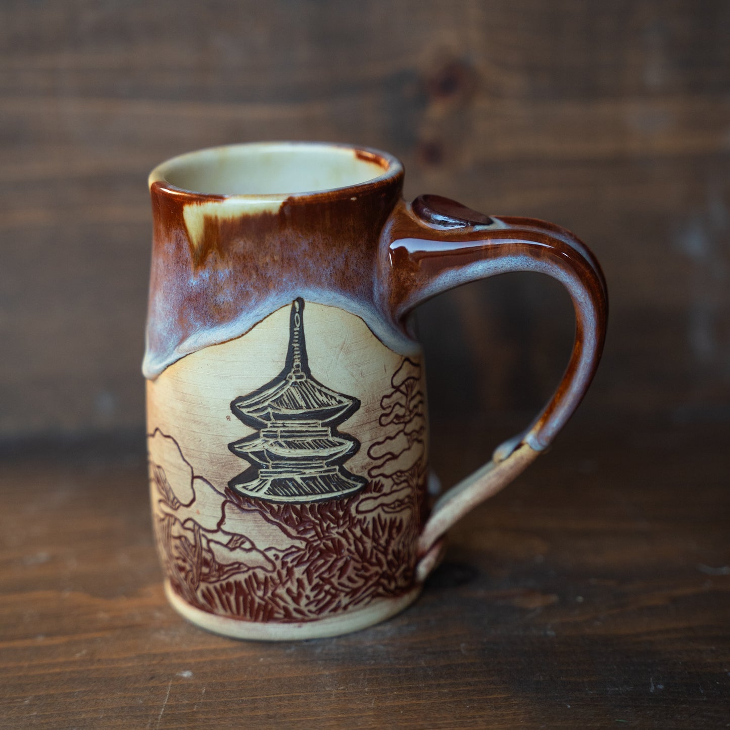 pagoda sgraffito & mishima mug