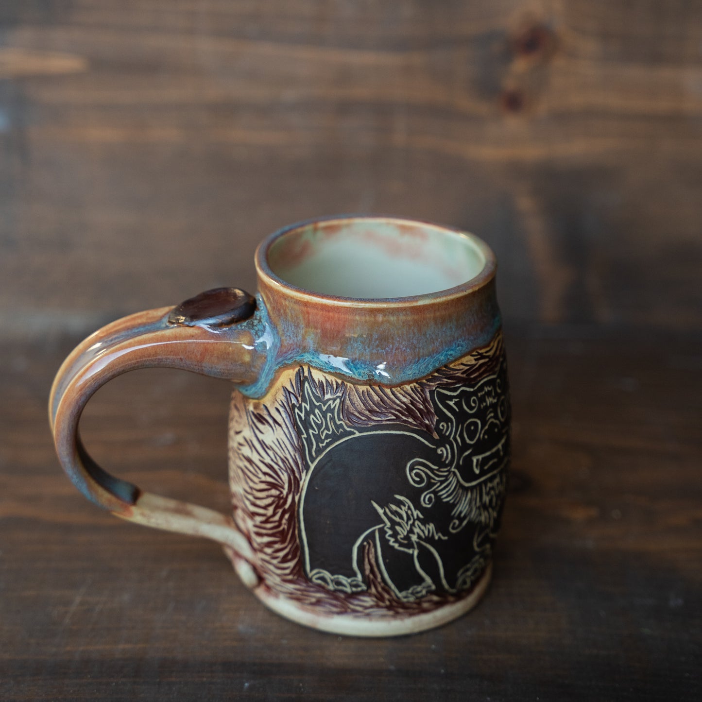 shisa sgraffito & mishima mug