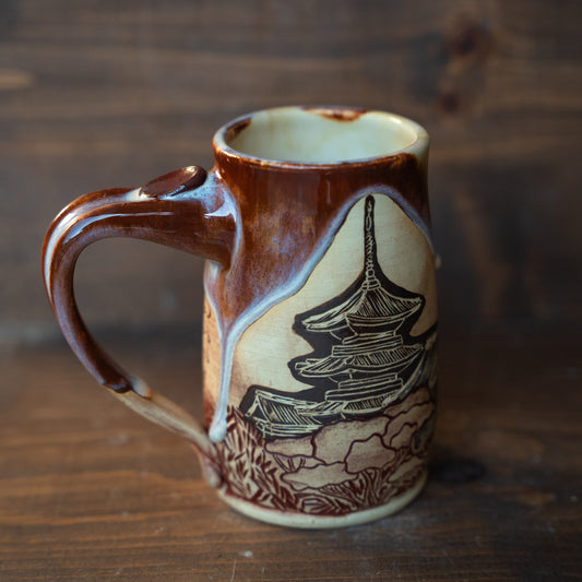 pagoda sgraffito & mishima mug