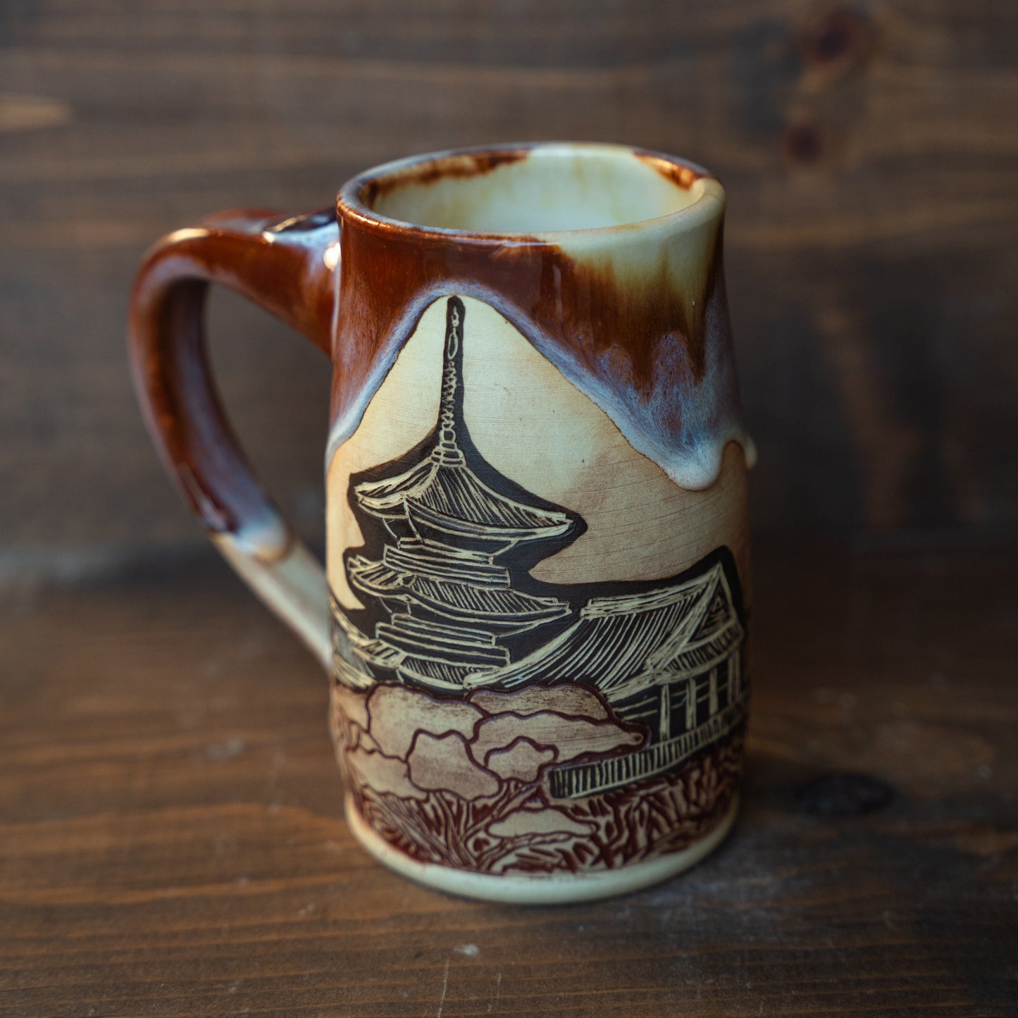 pagoda sgraffito & mishima mug