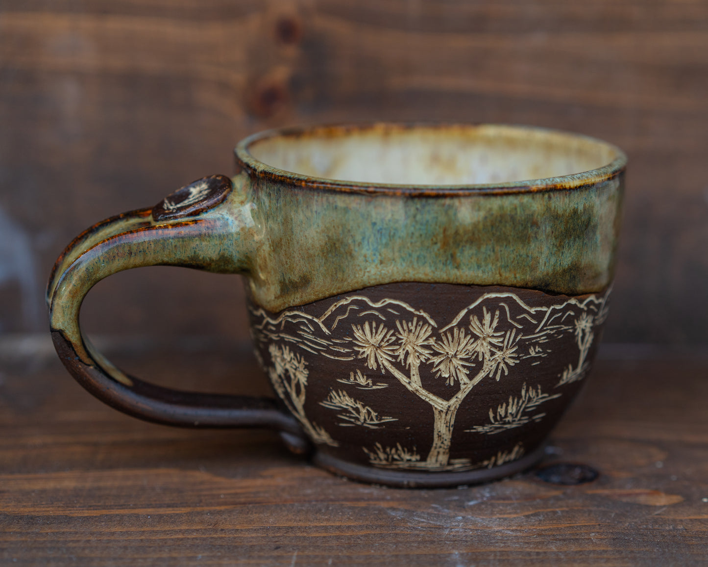 joshua tree sgraffito latte mug // soup bowl