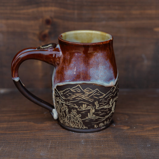 desertscape sgraffito mug
