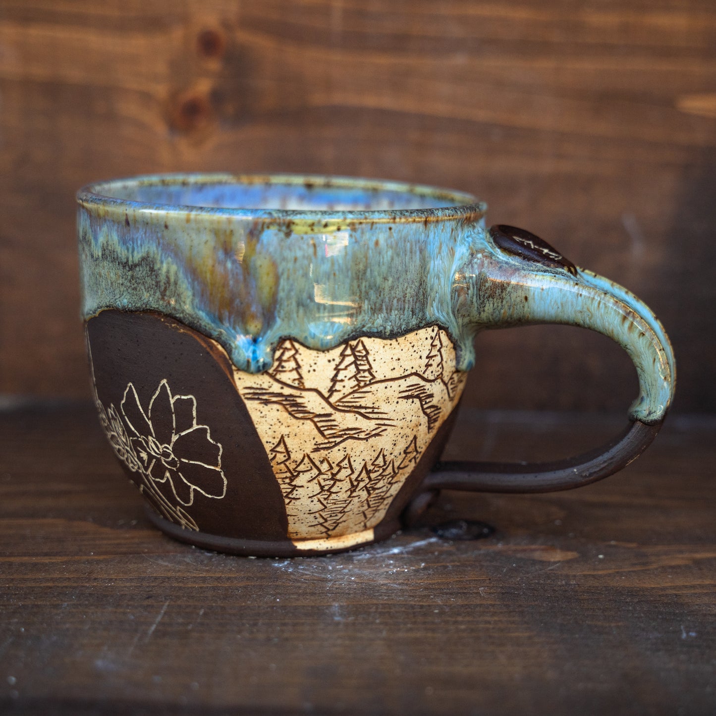 painted wildflower ridgeline latte mug