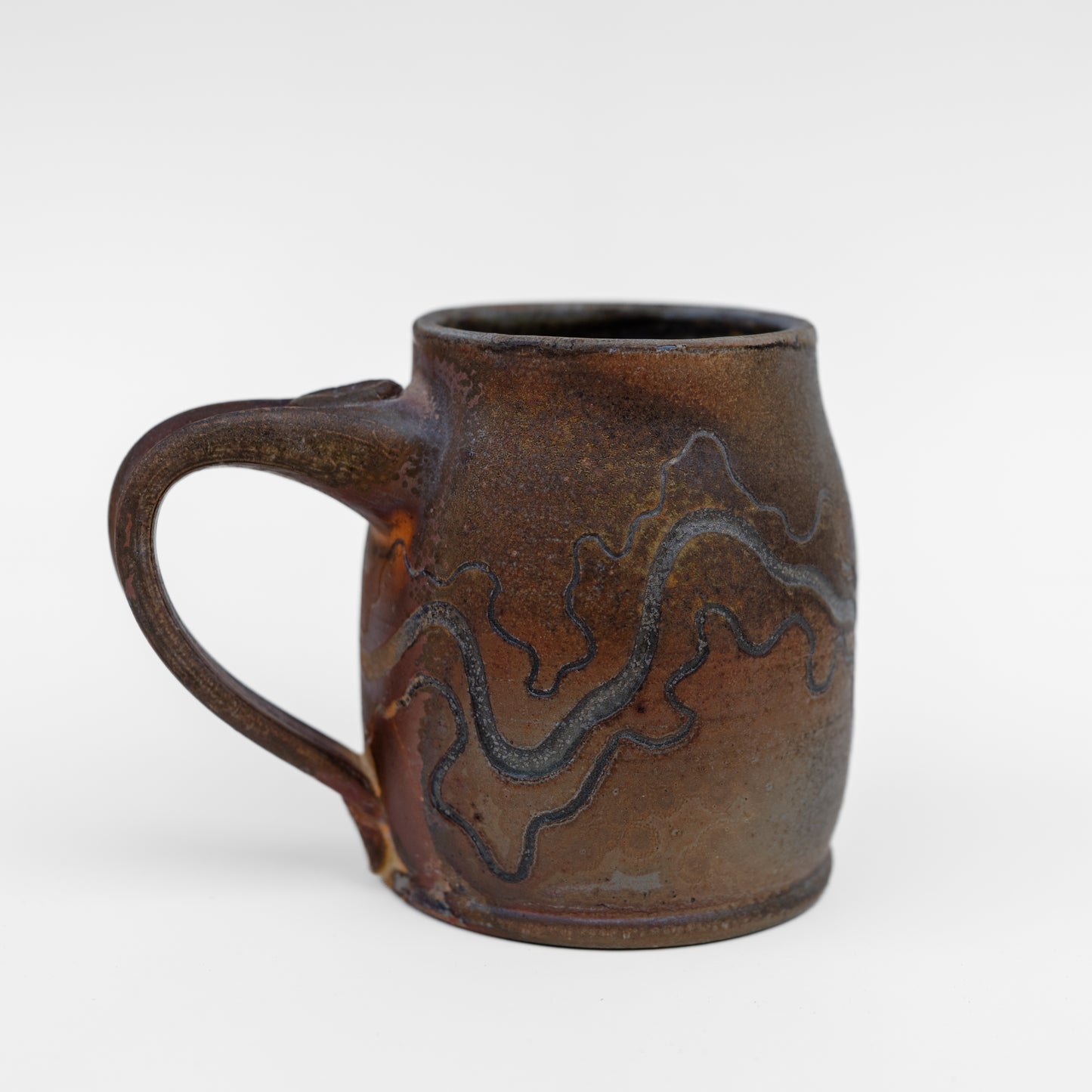 wood-fired sgraffito mug