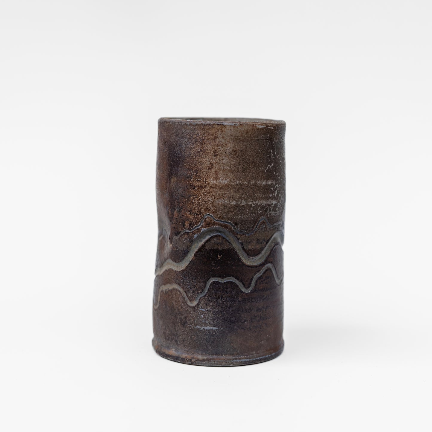 wood-fired sgraffito tall thumb tumbler