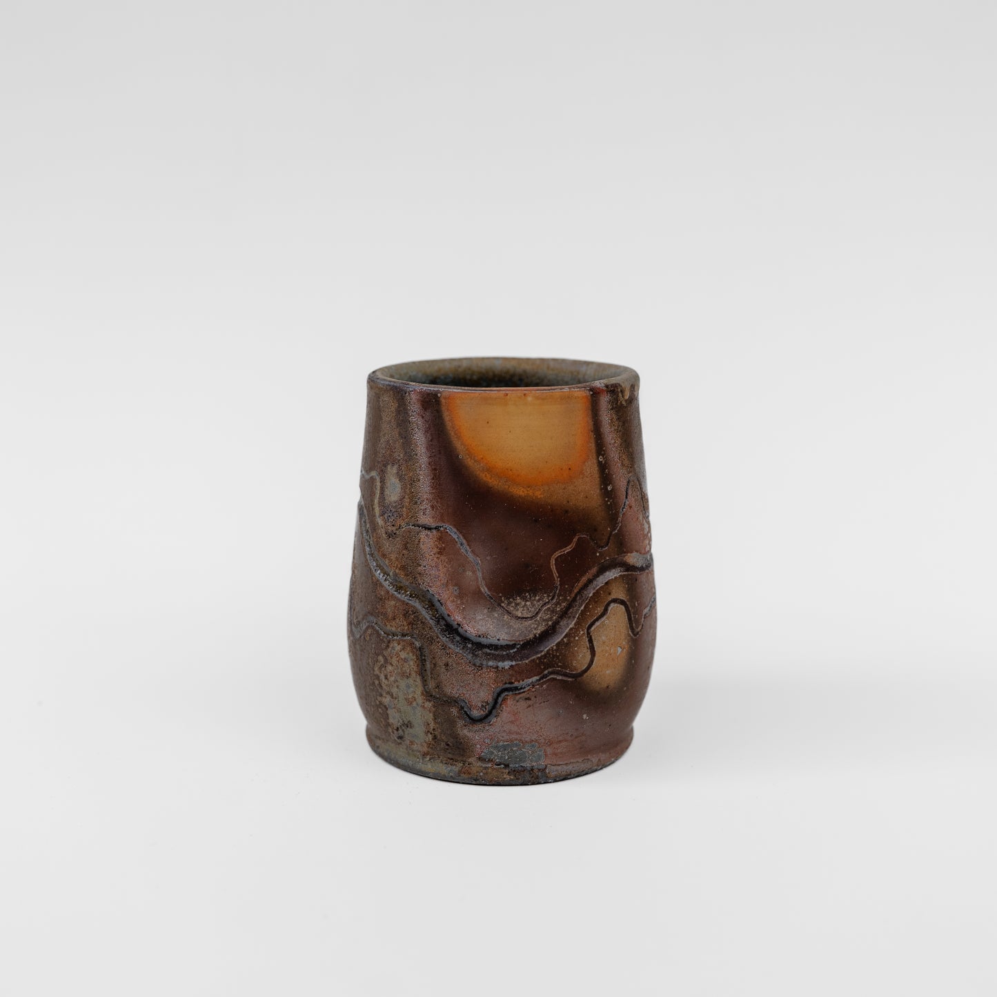 wood-fired sgraffito thumb tumbler
