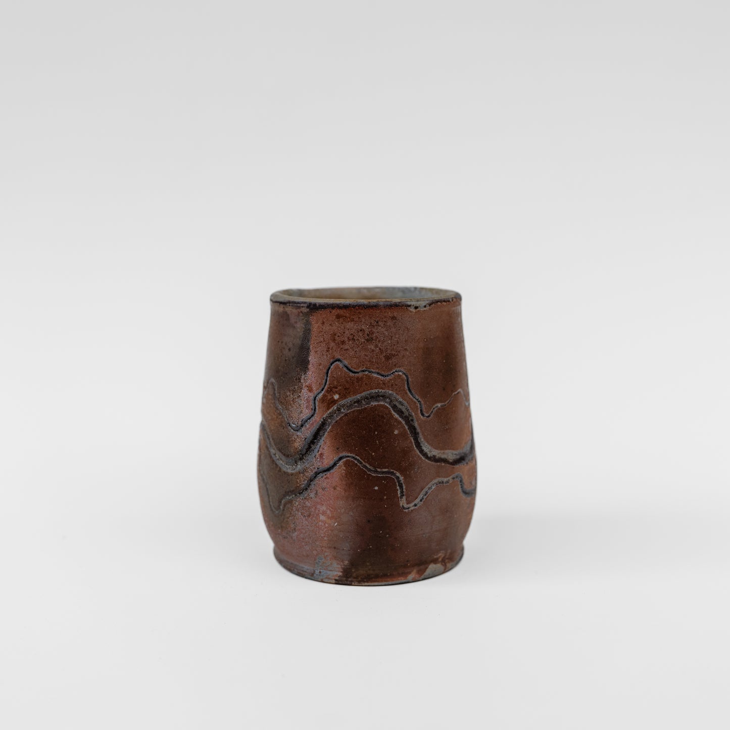 wood-fired sgraffito thumb tumbler