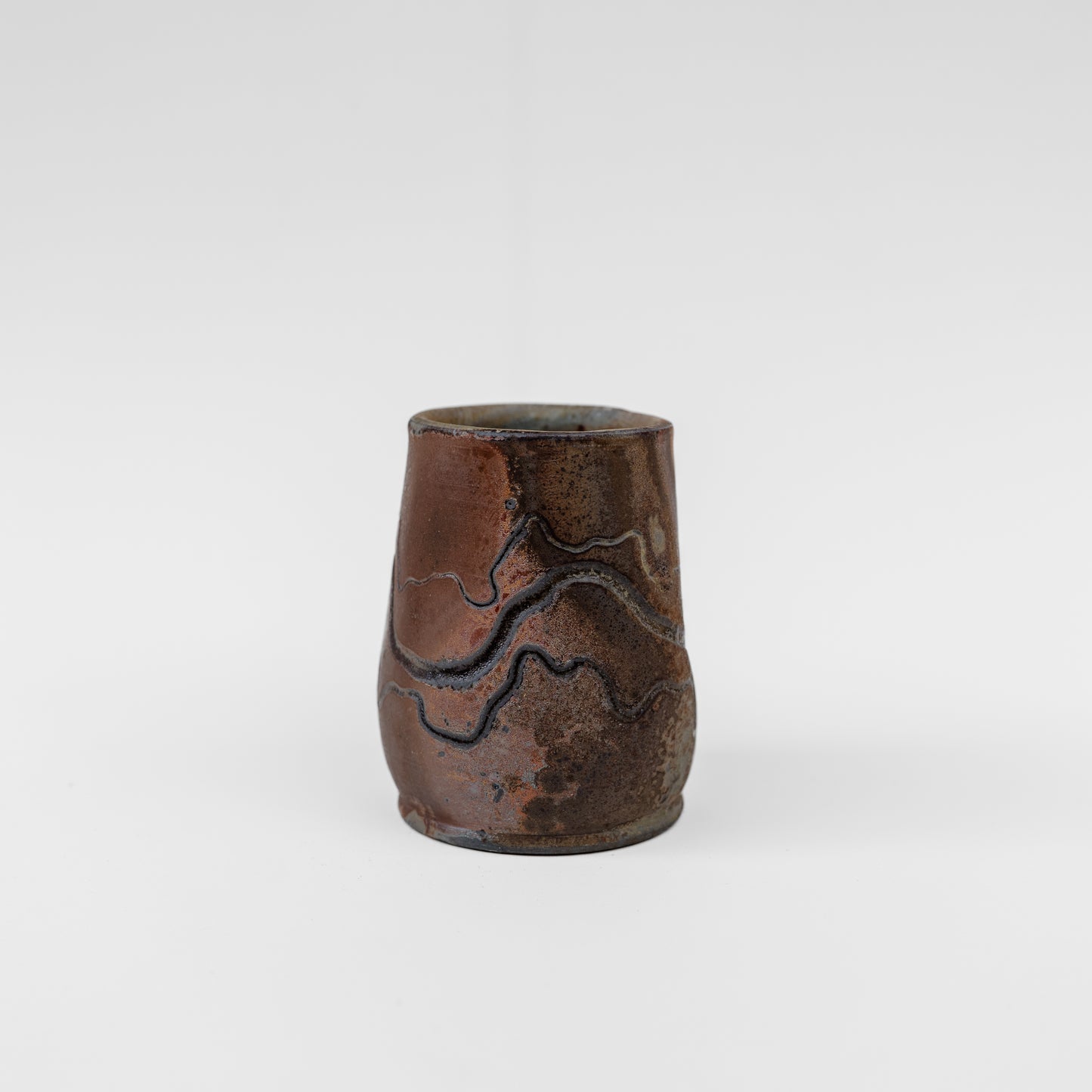 wood-fired sgraffito thumb tumbler