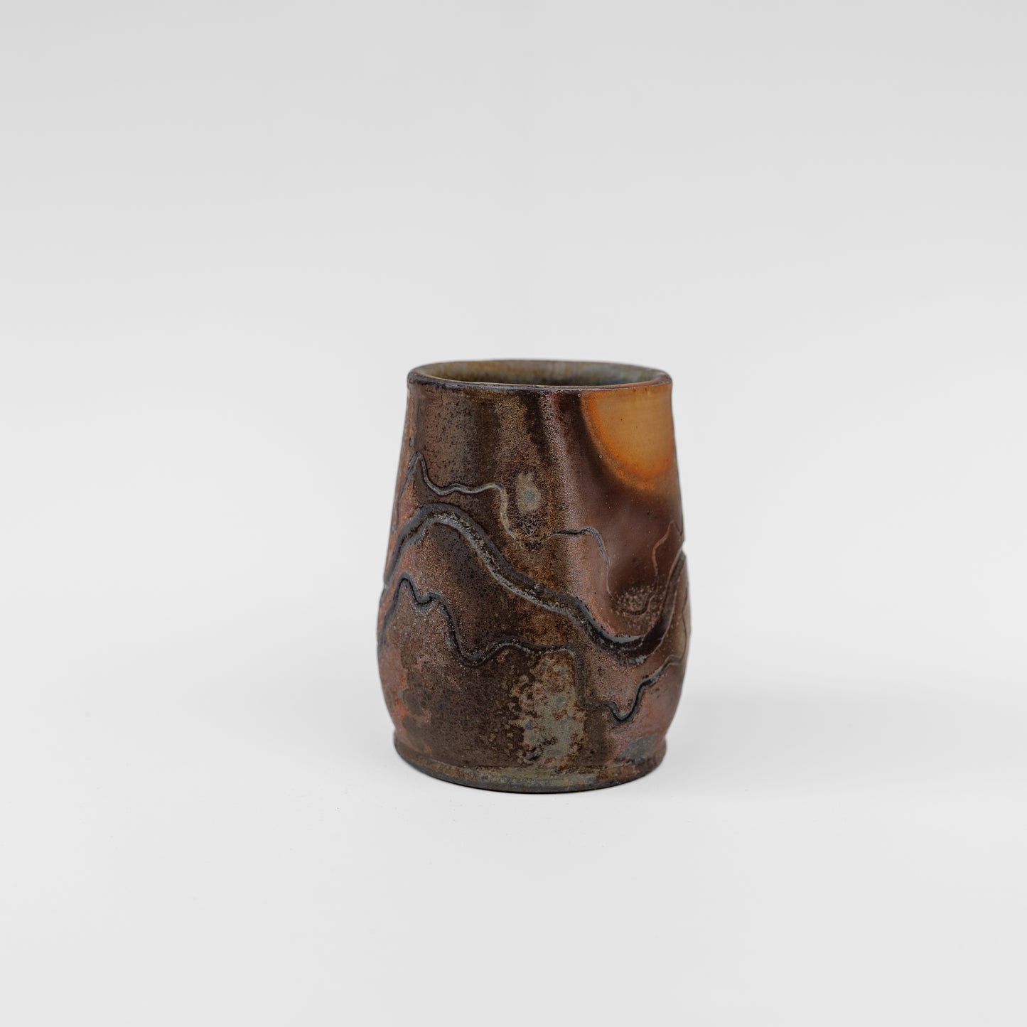 wood-fired sgraffito thumb tumbler
