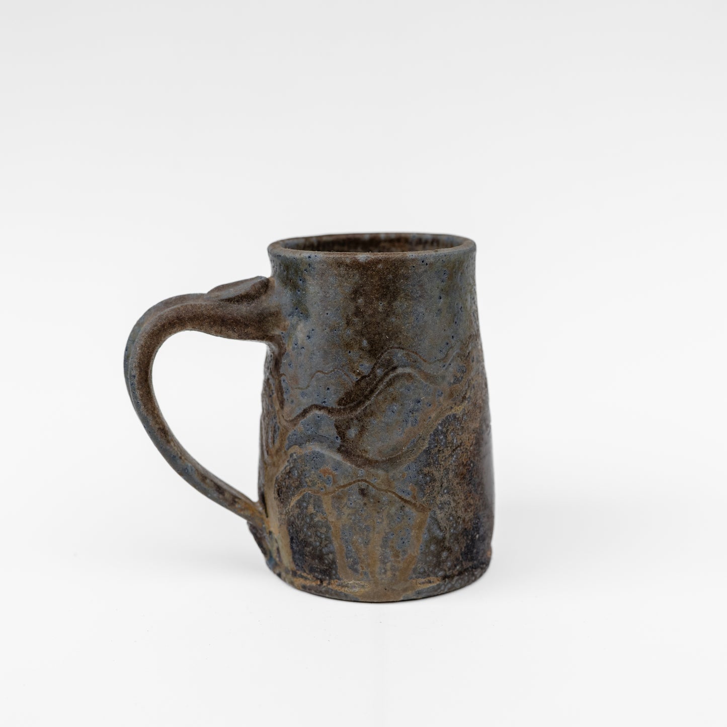 wood-fired sgraffito stein mug