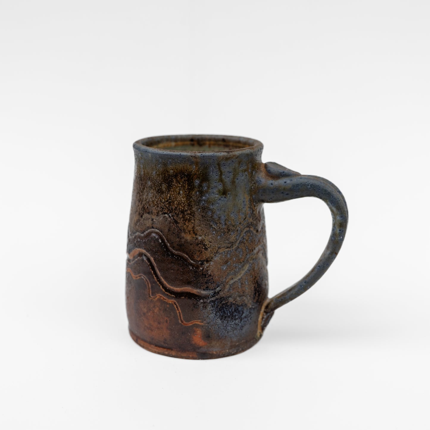 wood-fired sgraffito stein mug