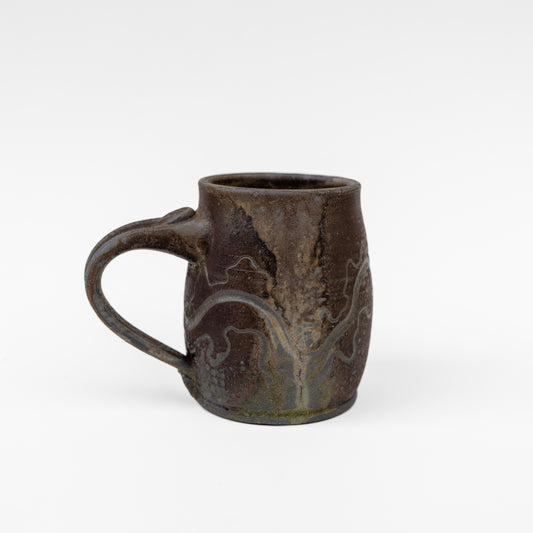 wood-fired sgraffito round mug