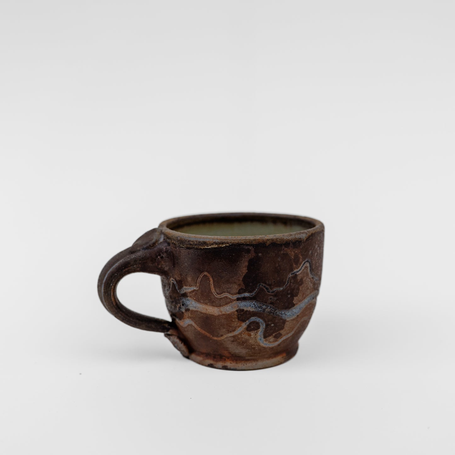 wood-fired sgraffito espresso mug
