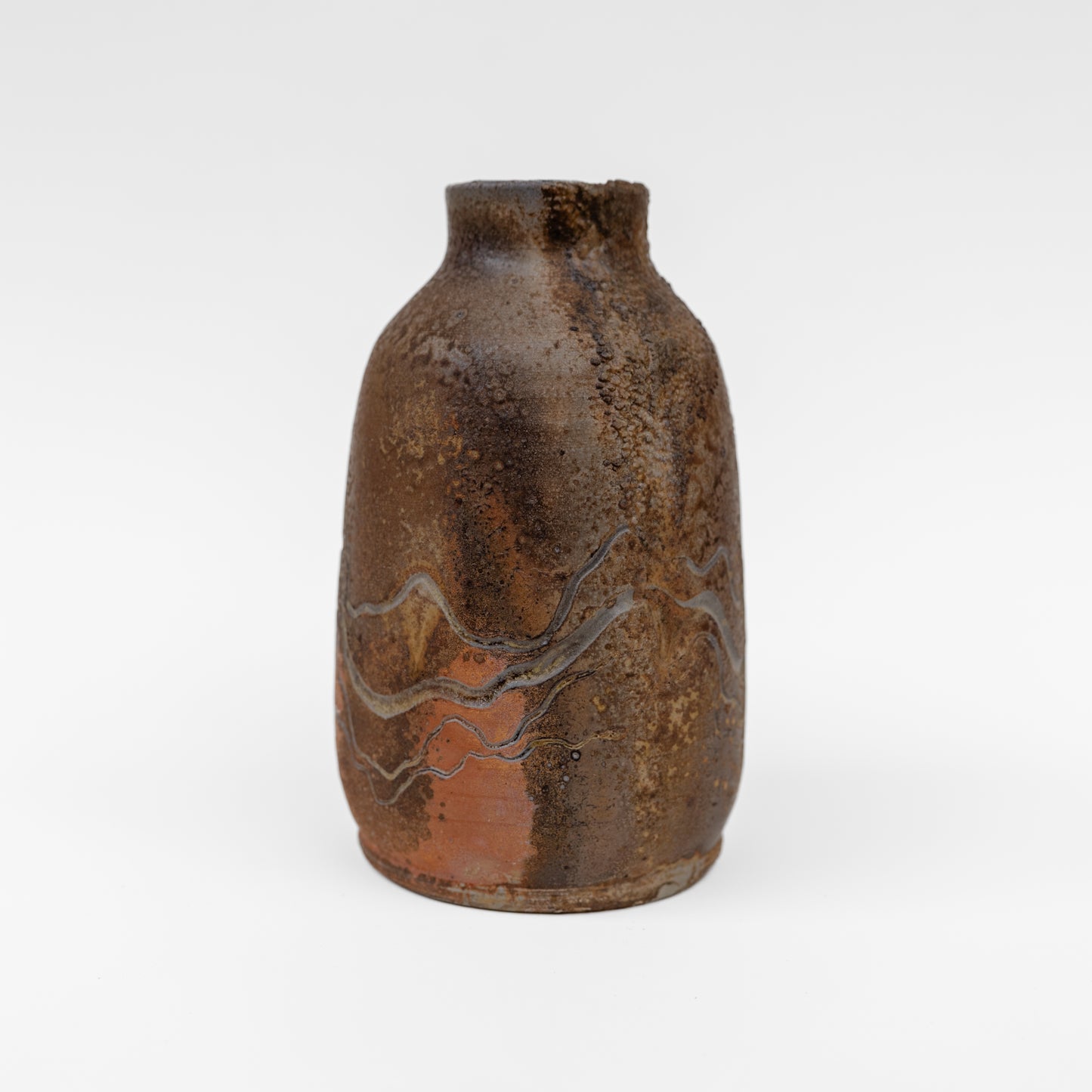 wood-fired sgraffito vase