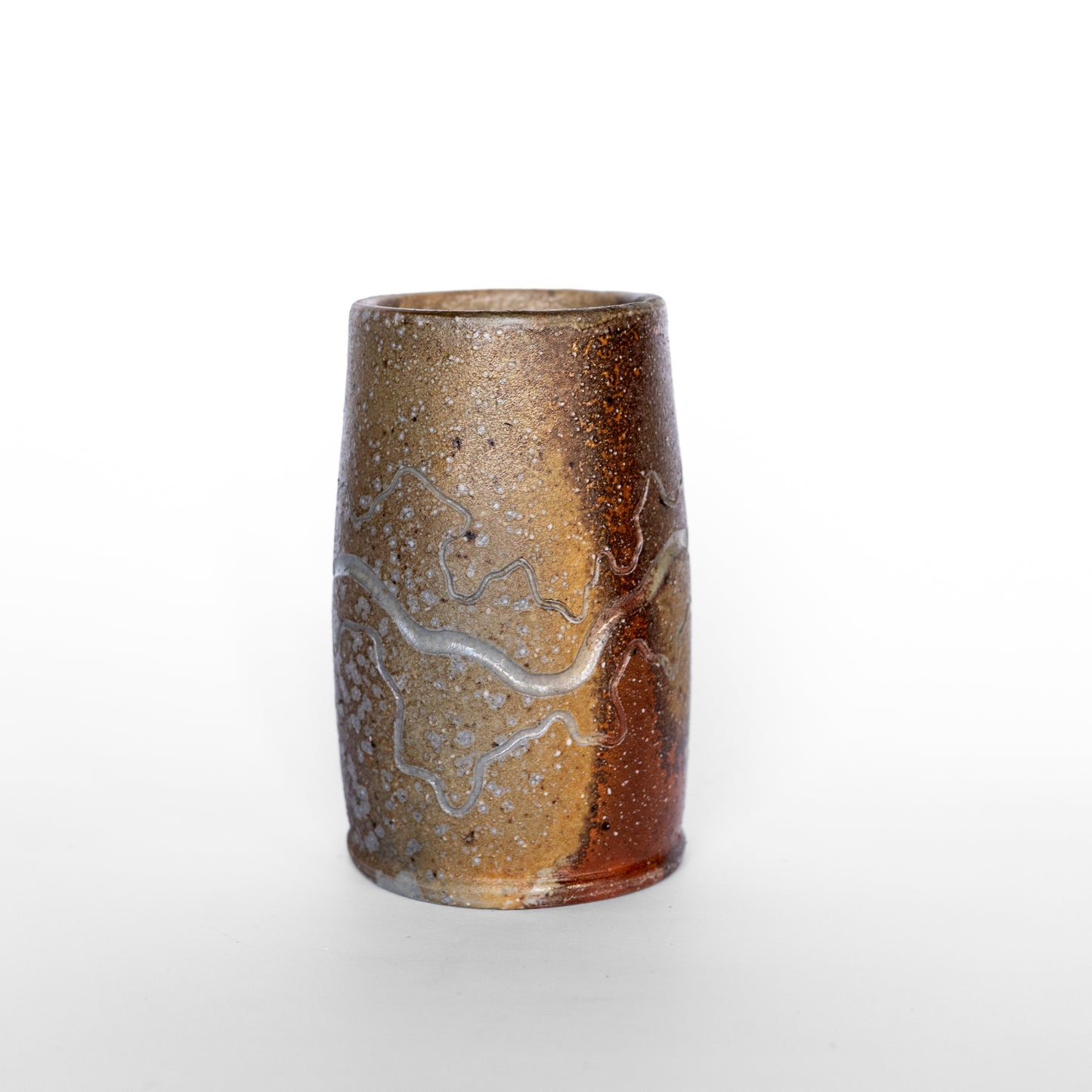 wood-fired sgraffito tall thumb tumbler