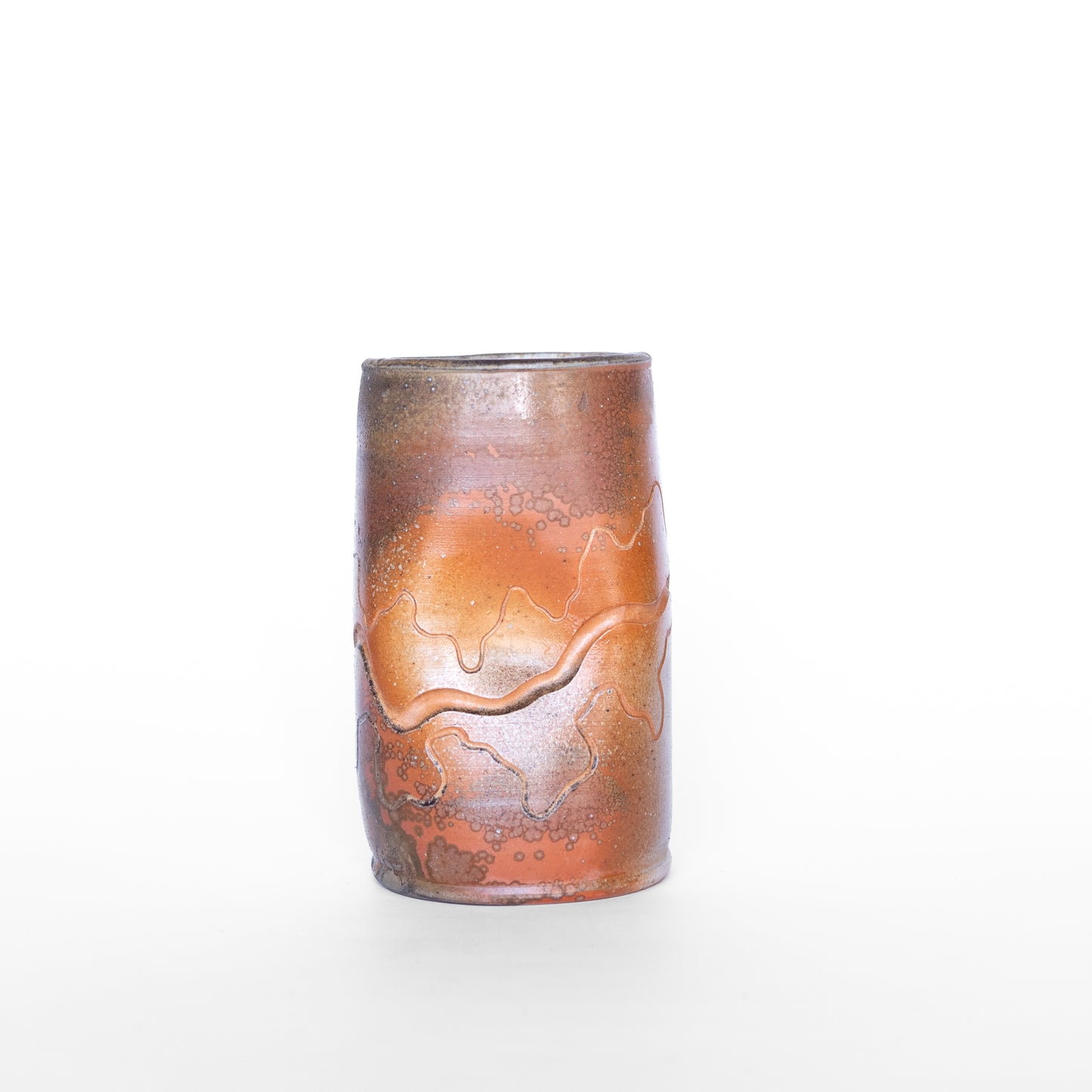 wood-fired sgraffito tall thumb tumbler