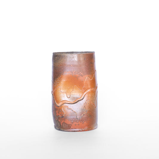 wood-fired sgraffito tall thumb tumbler