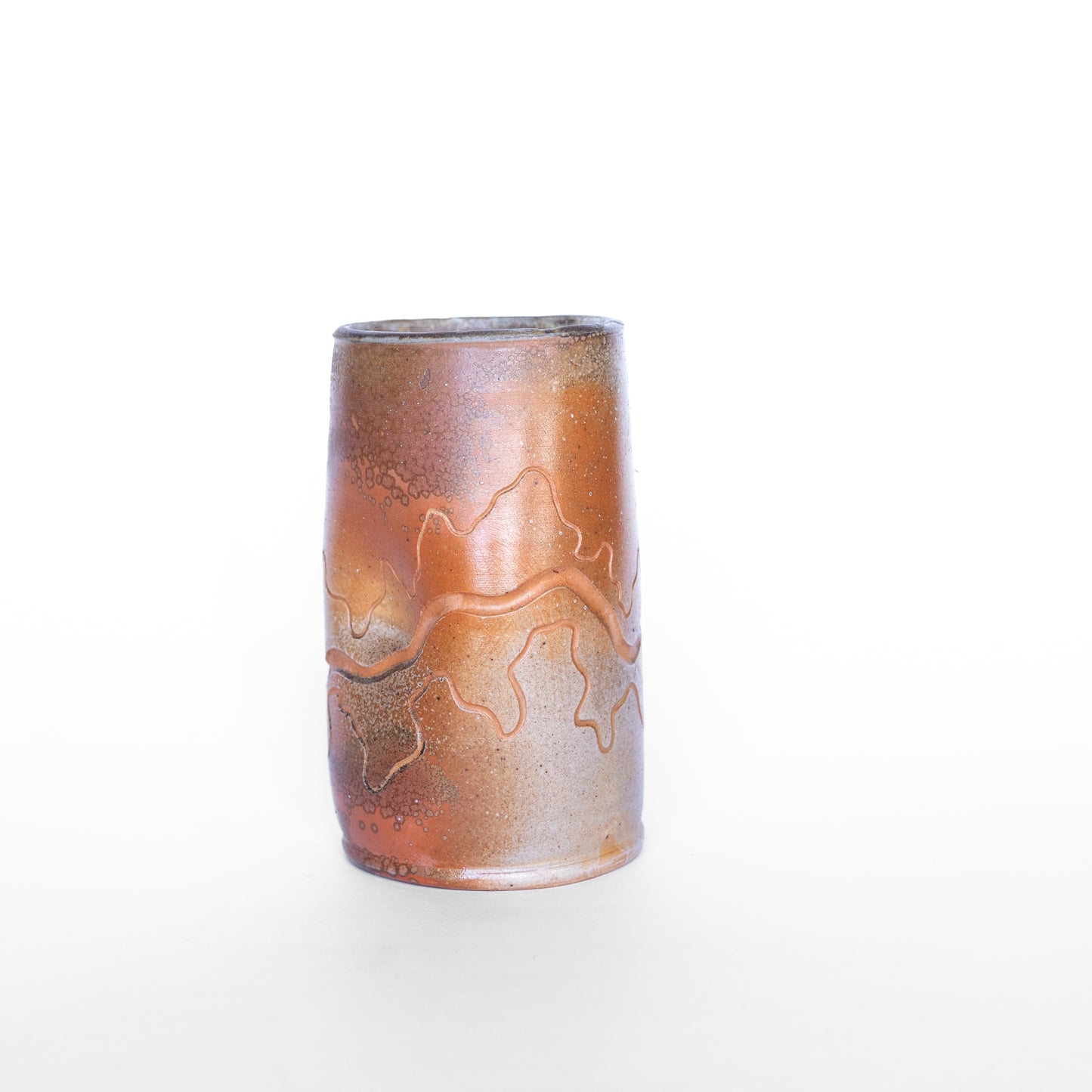 wood-fired sgraffito tall thumb tumbler