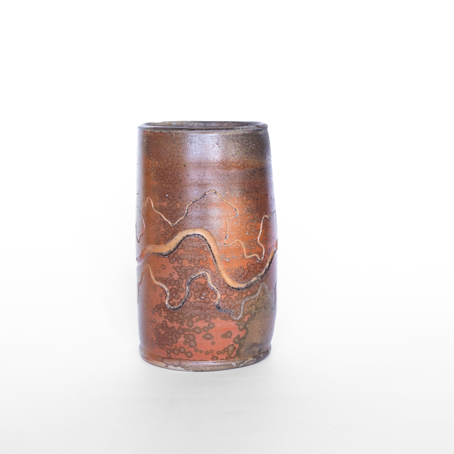 wood-fired sgraffito tall thumb tumbler