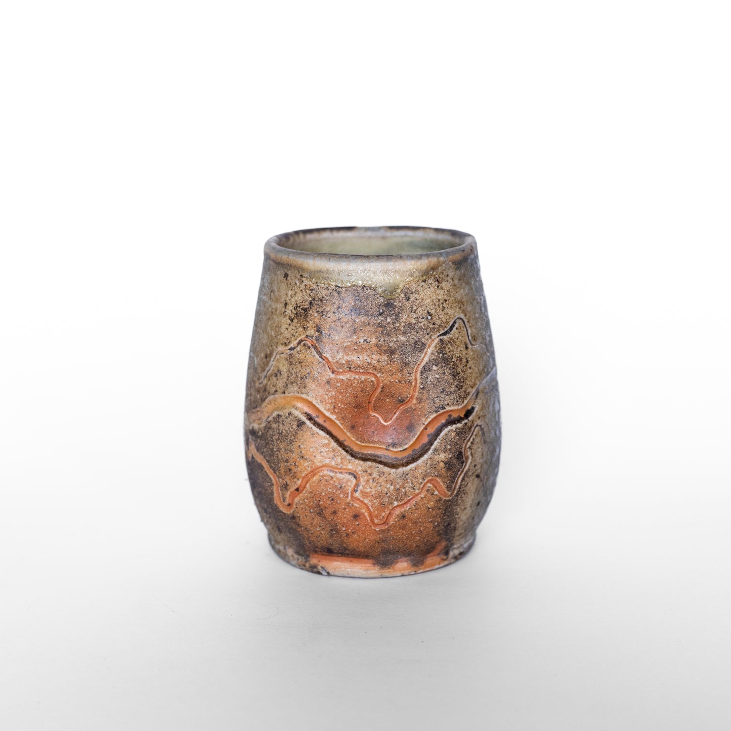 wood-fired sgraffito thumb tumbler