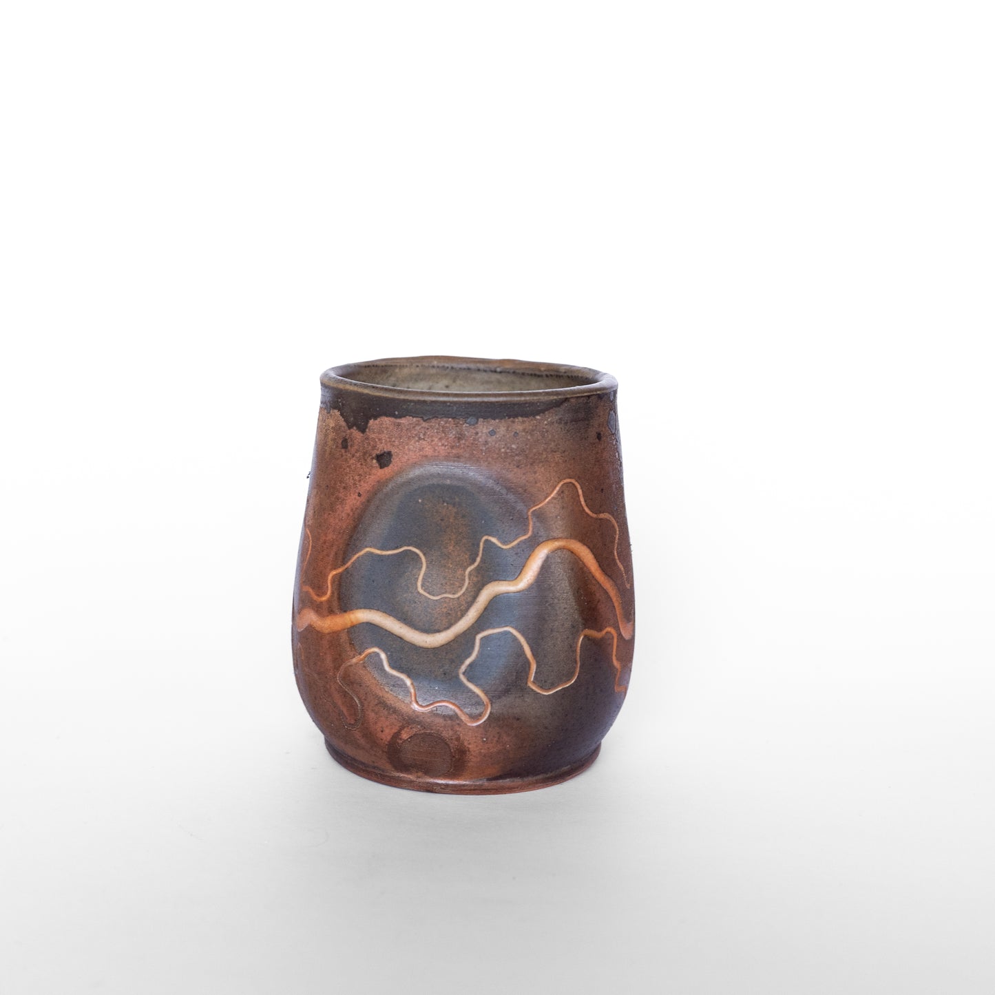 wood-fired sgraffito thumb tumbler