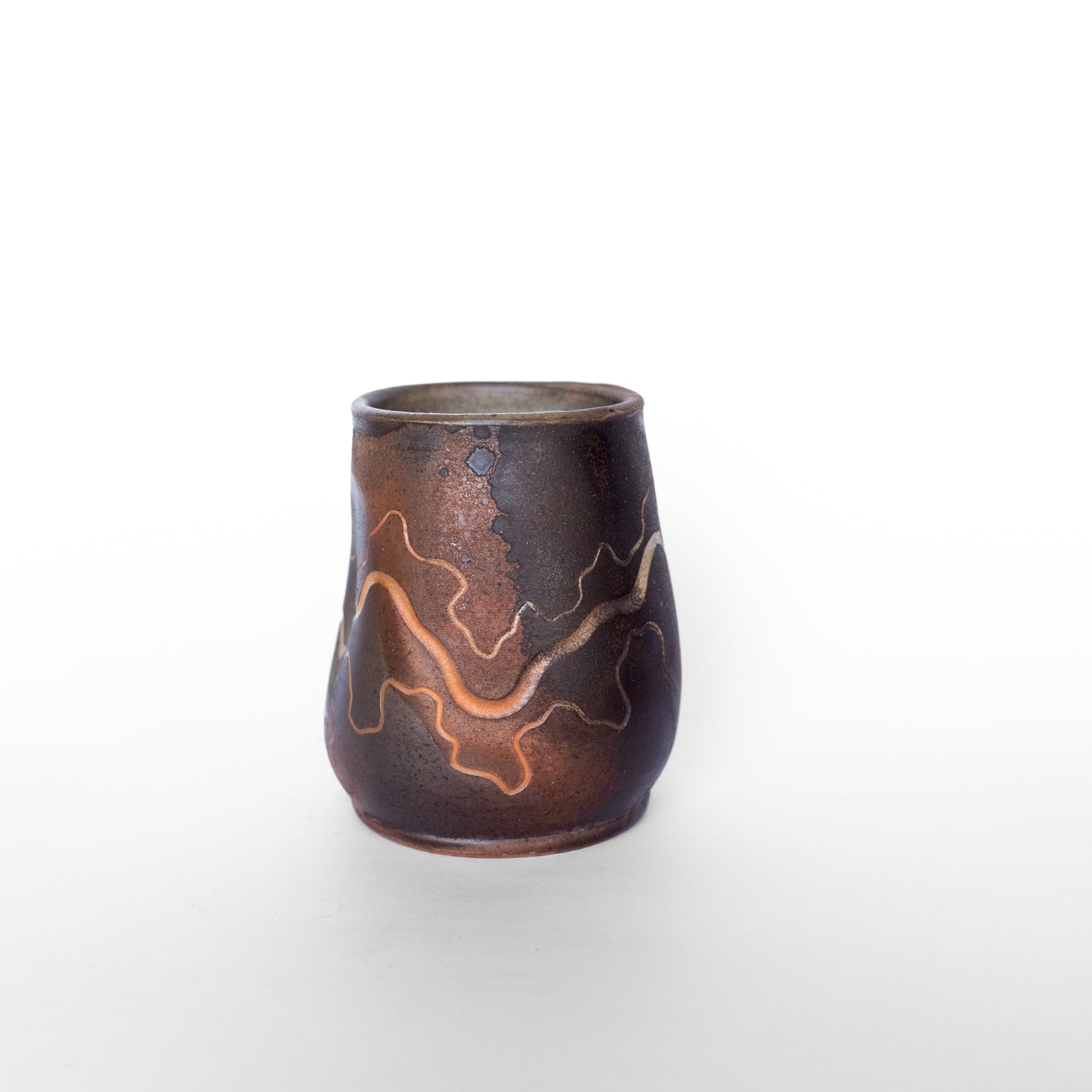 wood-fired sgraffito thumb tumbler