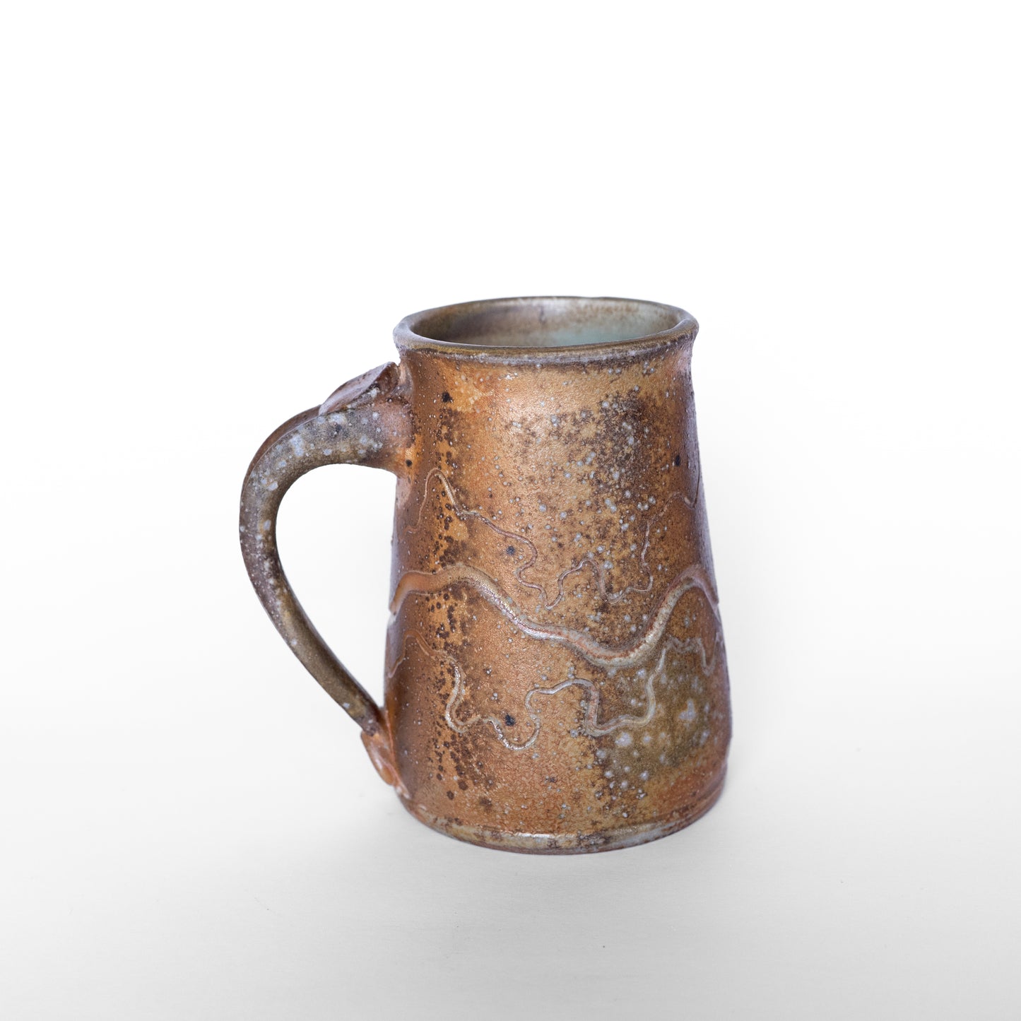 wood-fired sgraffito stein mug
