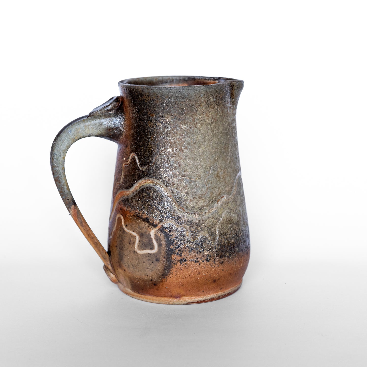 wood-fired sgraffito pitcher